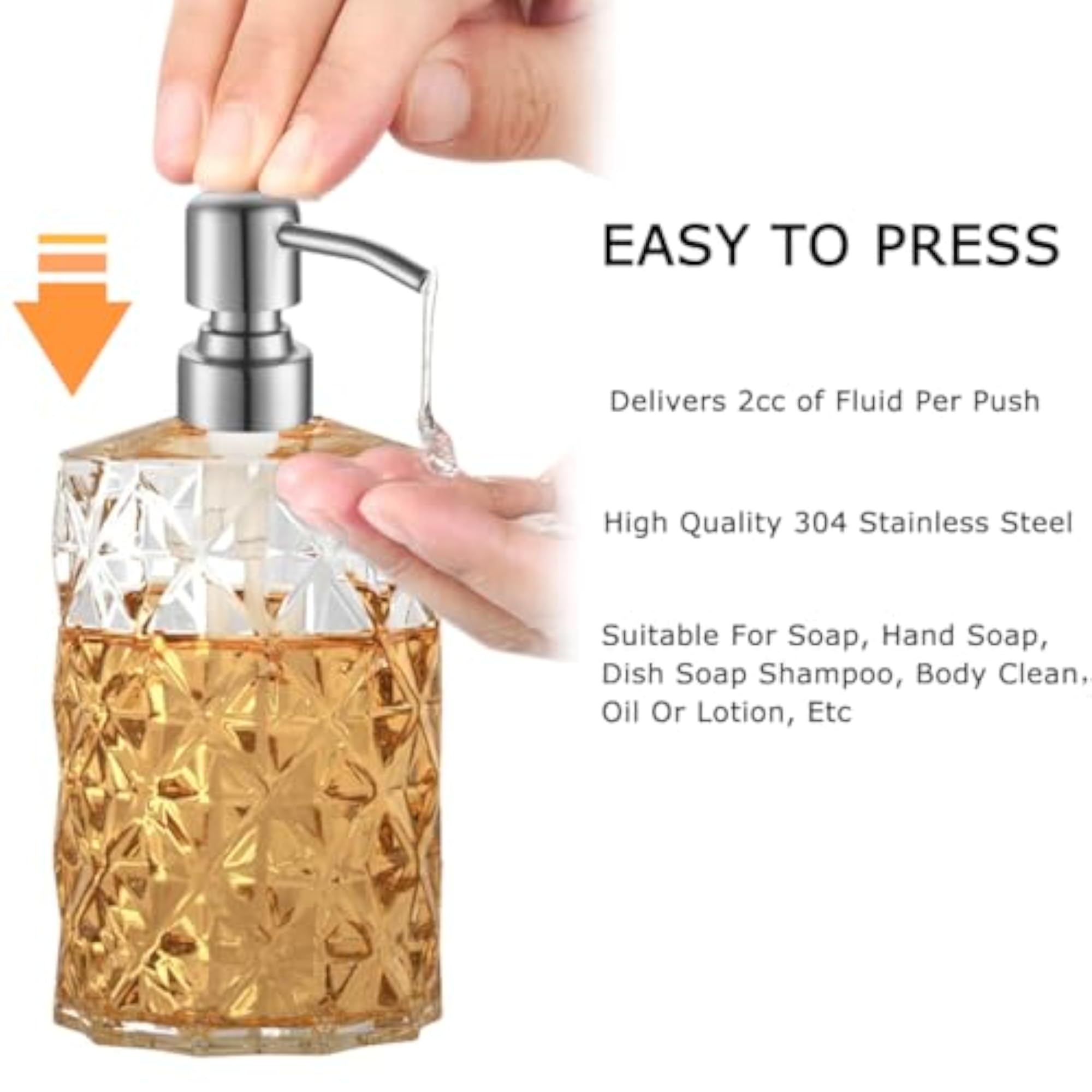 Silver Brushed Finish Soap Dispenser Pump Replacement